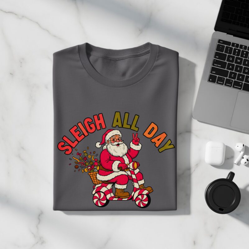 Retro Sleigh All Day Santa T-Shirt