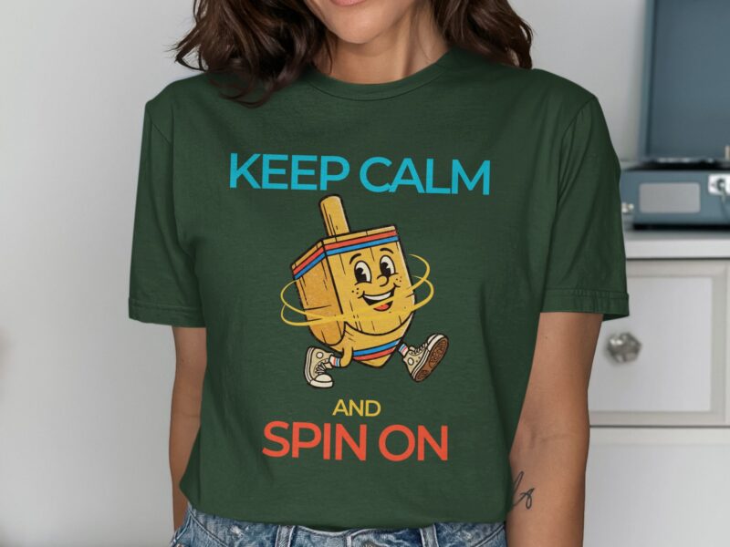 Keep Calm and Spin On Hanukkah Dreidel T-Shirt
