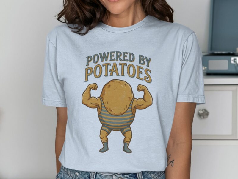 Powered By Potatoes Potato Man With Muscles T-Shirt