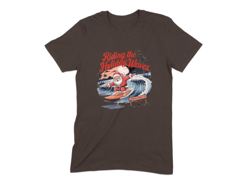 Vintage Surfing Santa Christmas T-Shirt
