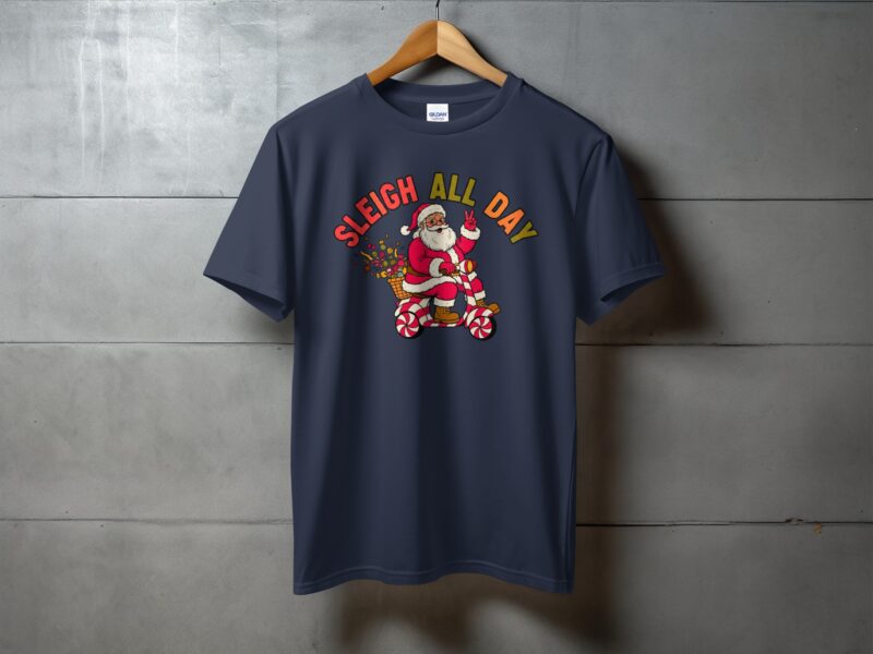 Retro Sleigh All Day Santa T-Shirt