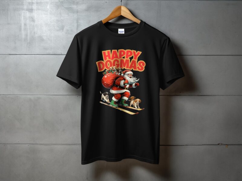 Happy Dogmas Skiing Santa T-Shirt