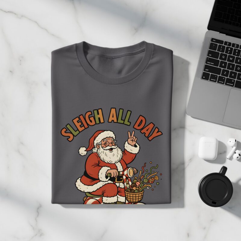 Retro Sleigh All Day Santa T-Shirt