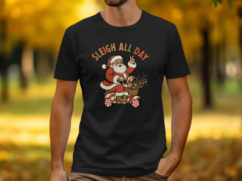Retro Sleigh All Day Santa T-Shirt