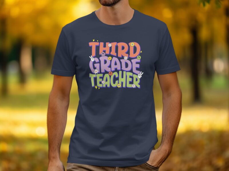 Retro Third Grade Teacher T-Shirt | Groovy Graphic Tee