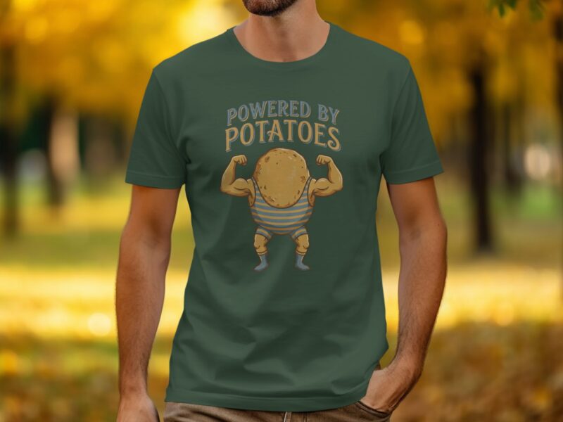 Powered By Potatoes Potato Man With Muscles T-Shirt