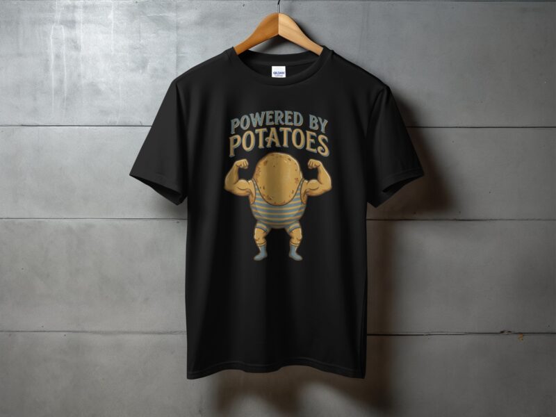 Powered By Potatoes Potato Man With Muscles T-Shirt