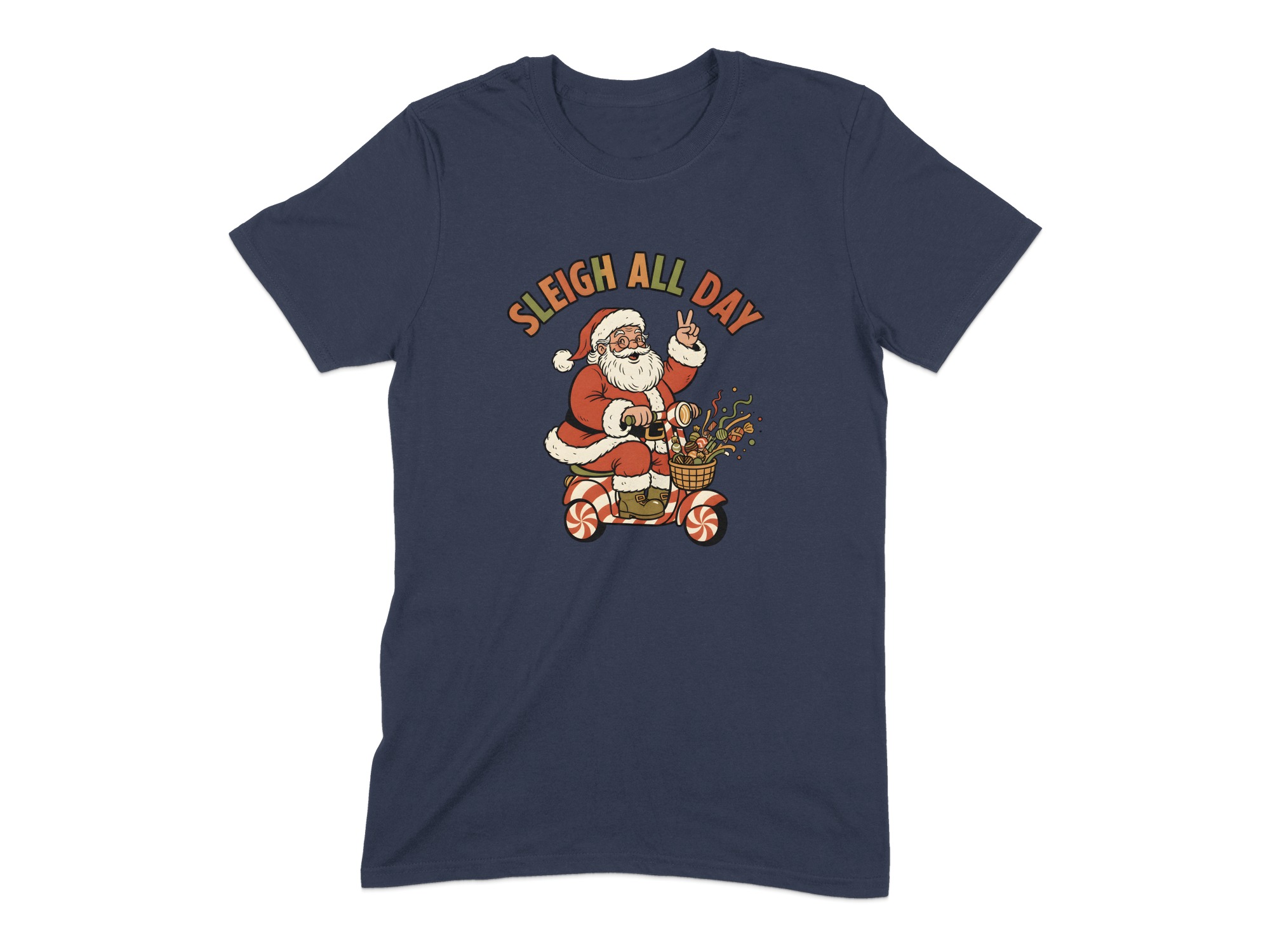 cc188009-b2aa-4d2a-9b4c-2ed6c3ce4128 Retro Sleigh All Day Santa T-Shirt