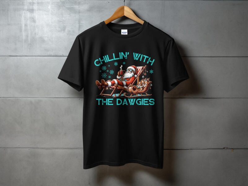 Chillin' With The Dawgies Christmas T-Shirt
