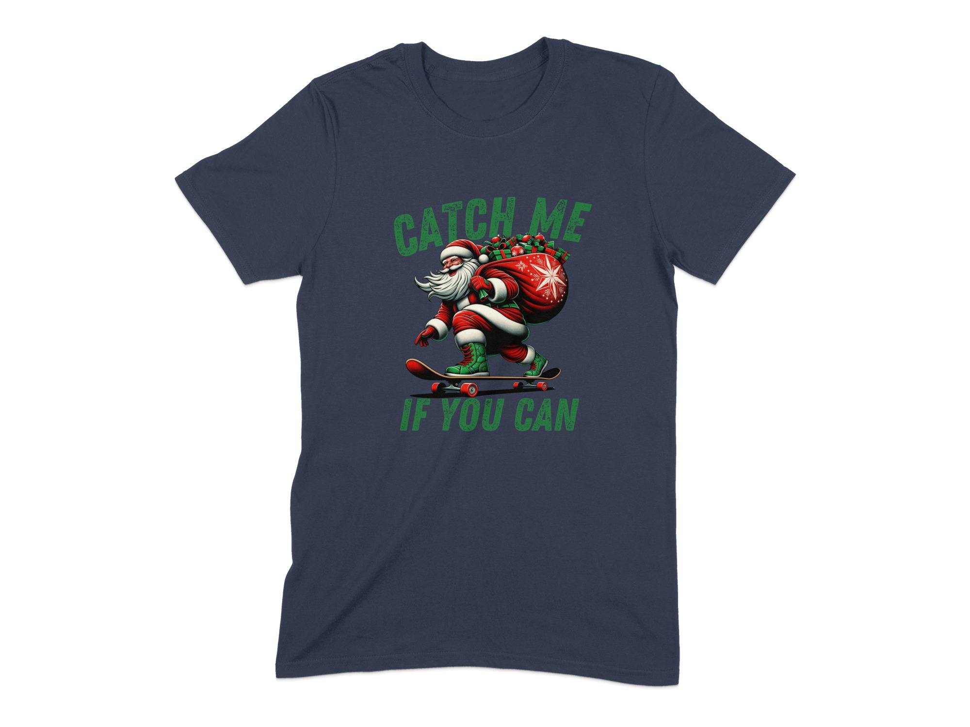 Skateboarding Santa Catch Me If You Can T-Shirt
