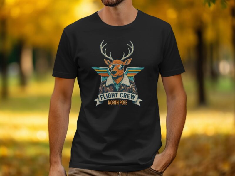 North Pole Flight Crew Aviator Deer T-Shirt