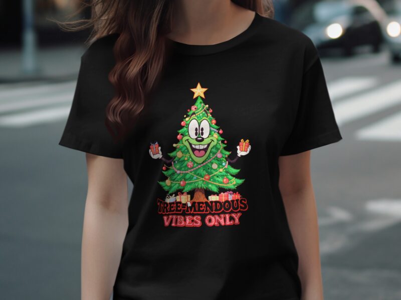 Tree-Mendous Vibes Only Holiday Christmas Tree T-Shirt