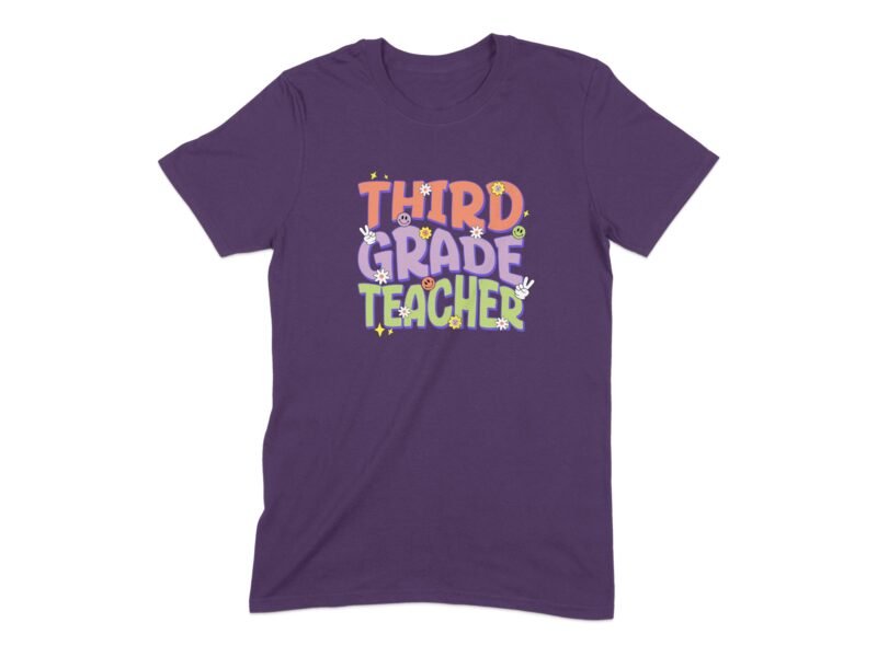 Retro Third Grade Teacher T-Shirt | Groovy Graphic Tee