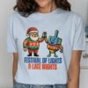 Festival of Lights and Late Nights Santa Dreidel T-Shirt