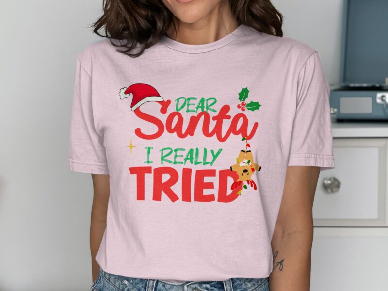 Dear Santa I Really Tried Christmas T-Shirt